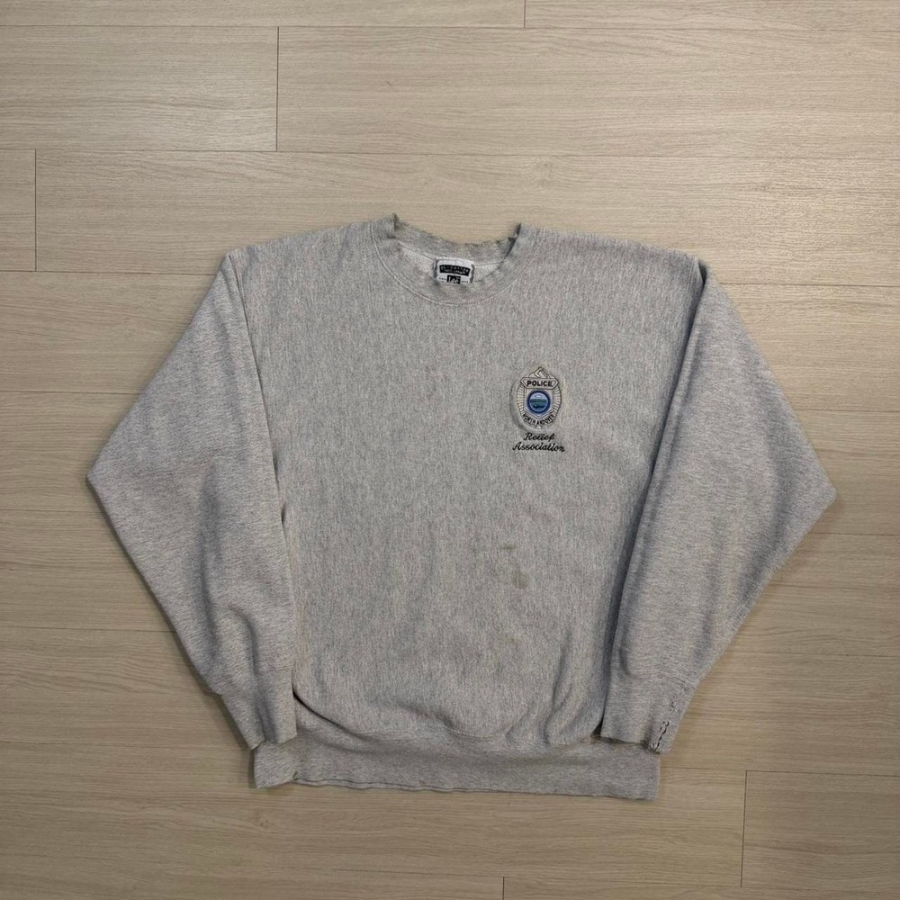 Vintage Heavyweight Police Relief Association Grey Crewneck Sweatshirt Mens XXL
